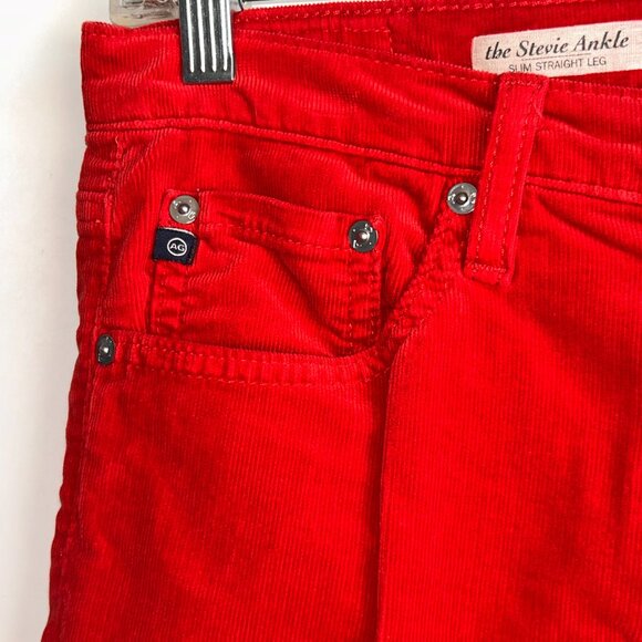 Adriano Goldschmied The Stevie Ankle Slim Straight Red Corduroy Pants Size 29 - Picture 3 of 12